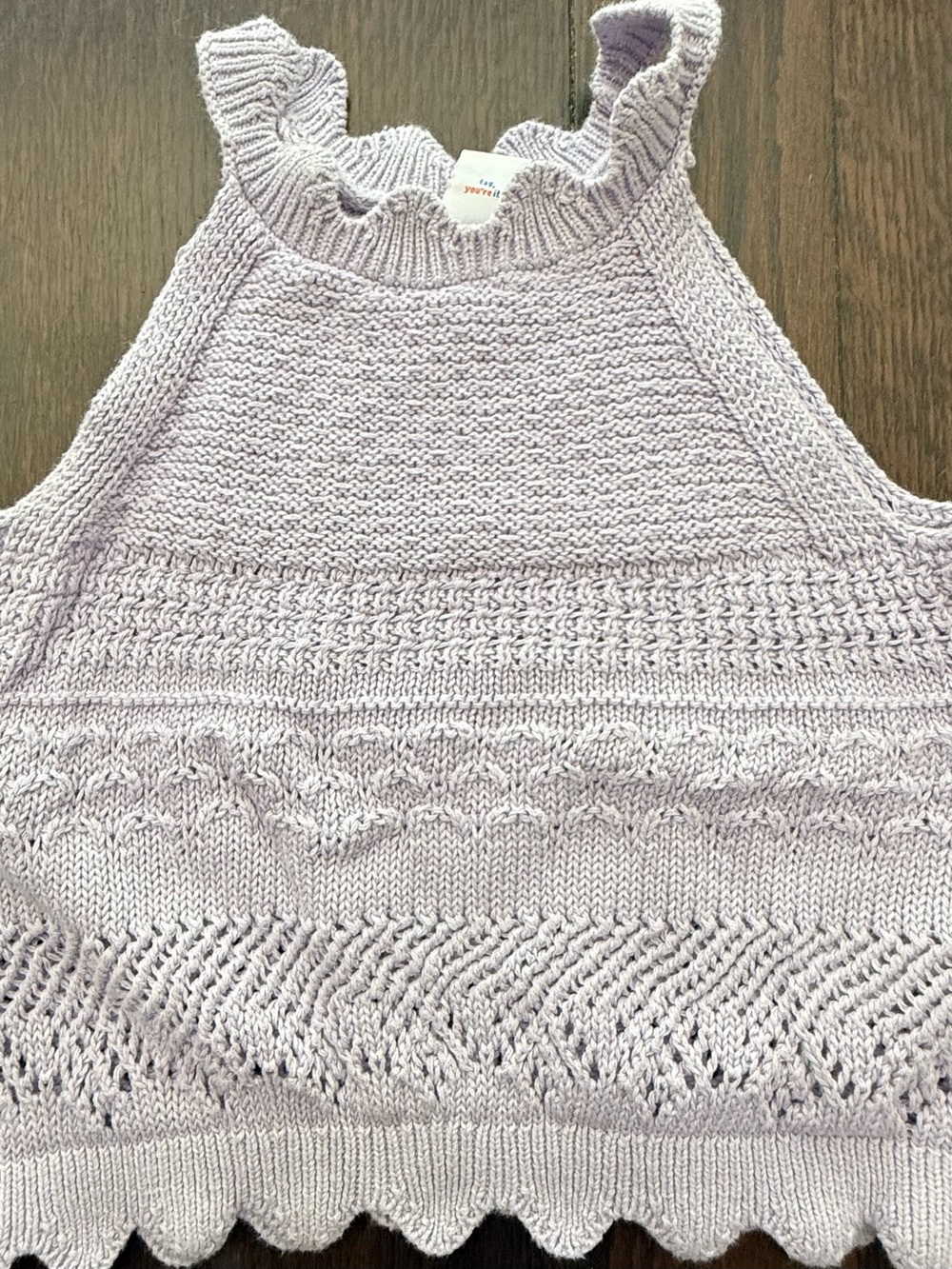 Old Navy Light Lavender Crochet Knit Halter Top girls size small (6) - Picture 2 of 6